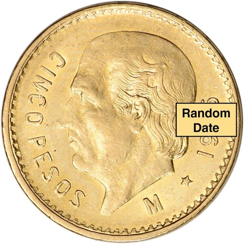 Mexico gold pesos au - 5, xf/au